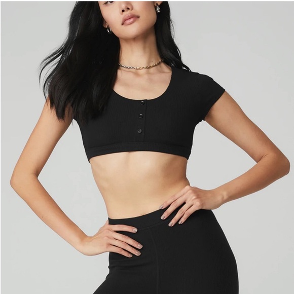 ALO Yoga Blissful Henley Bra - Picture 1 of 5